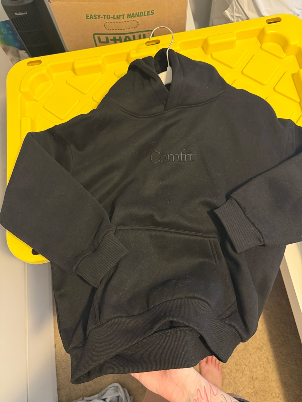 Comfort Kids' Black Hoodie and sweatpants- Comfirt Embroidered Logo